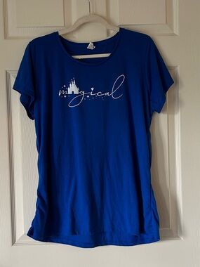 Jerzees Blue Magical Castle Graphic Tee Theme Park Shirt Women's 2XL